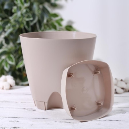 Flower pot with basal watering amsterdam, 4 l, color milk chocolate-9
