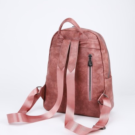Women's backpack made of artificial leather with lightning, 2 pockets, pink color-3