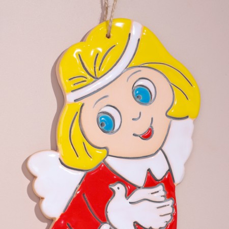 Panel "Angel with a dove", 18x8 cm, Mayolik-3