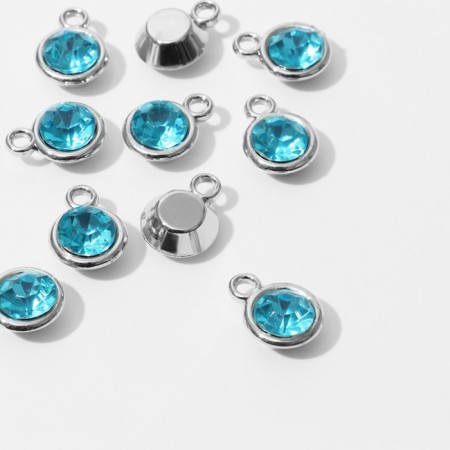 Circle-suspension “Circle” 1.6 × 1.2 × 0.8 cm, (set 10 pcs.), Blue color in silver