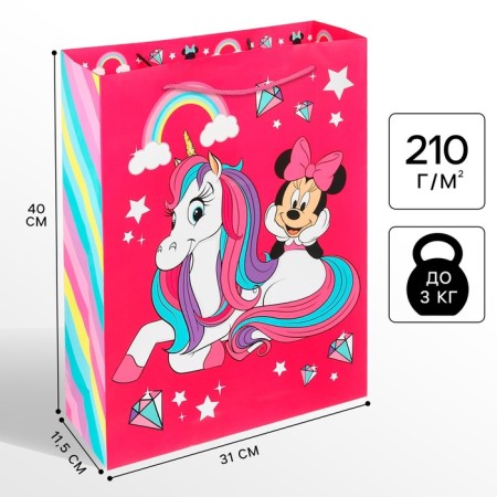Gift package, 31x40x11 cm, packaging, Minnie Mouse and unicorn