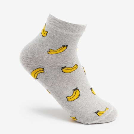 Women's socks "Banans", gray color, size 23-25