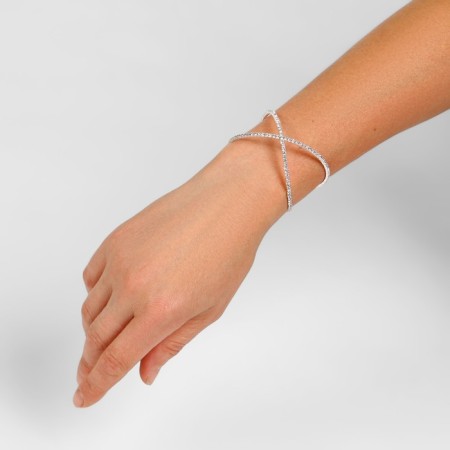 Bracelet with rhinestones "ice" rotation, white color in silver-2