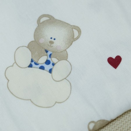 Set of Mishka with hearts, 75x120cm - 3 pcs, flannel-1