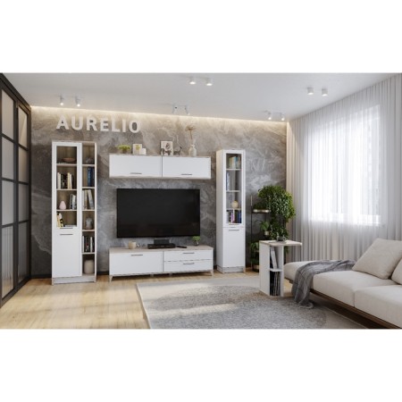 Hinged cabinet Aurelio 4, 800 × 355 × 362 mm, white color / Blackwood satin-4