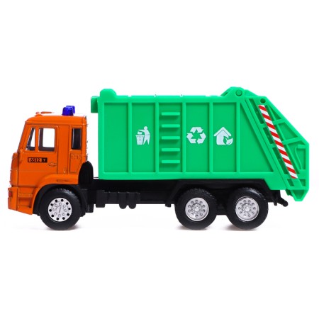Metal truck "KAMAZ. Garbage truck ", 1:54, inertial, green color-1