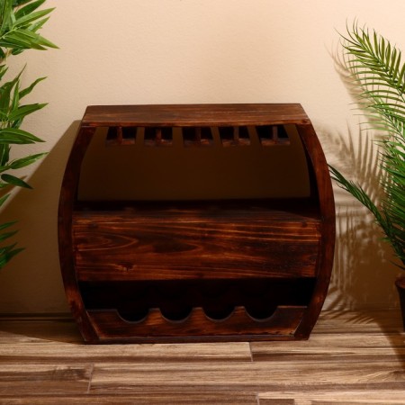 Barbali bottles stand 60x24x55 cm, Albezia tree, brown-5