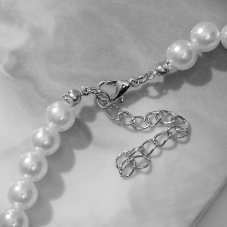 The necklace with pearls "heart", white color in silver, 37 cm-2