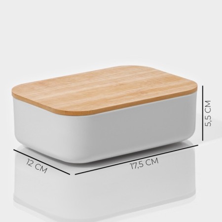 Storage container with lid LADOM "Naturel", 17.5 × 12 × 5.5 cm, white color-2