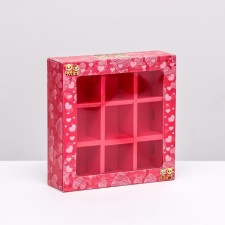 Box for 9 sweets with a shell, pink 