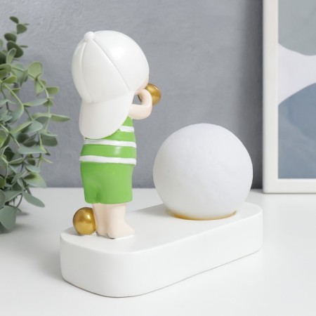 Souvenir Polystone Light "Baby in a white cap, with a gold bubble at the ball" 16.5x8x16 cm-3