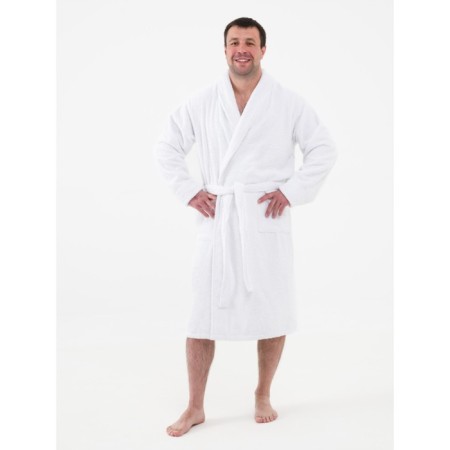 Male bathrobe with a shack, size 48-50, white color-1