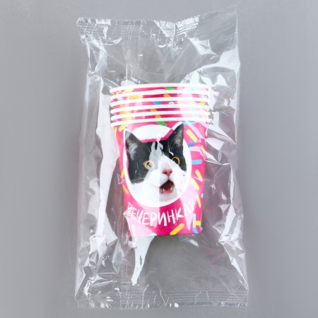 A one -time paper glass "Party", a set of 6 pcs, 250 ml-3