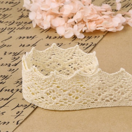 Knitted lace, 40 mm × 10 ± 1 m, beige color-2
