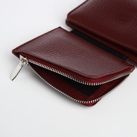 Women's wallet on a magnet, burgundy color-3