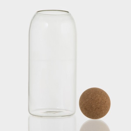 Glass Bank for bulk products with a cork cover "Eco", 1.2 l, 9.5 × 24 cm-1
