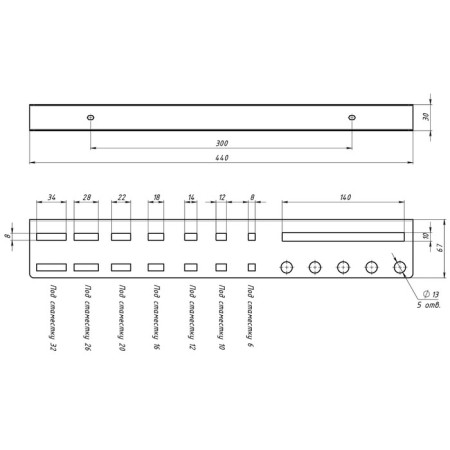 Holder for storing chisels for 22 items, wall, black-6