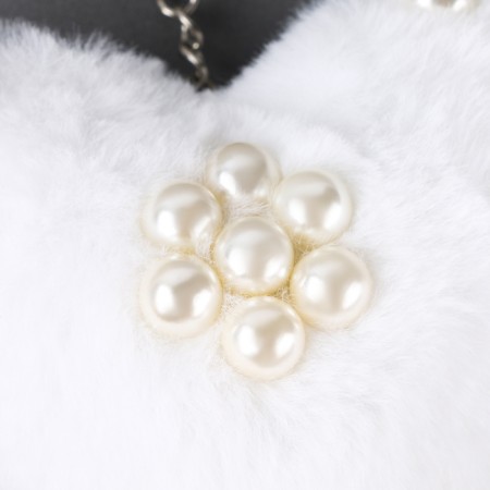 Soft toy "heart" with beads, on a keychain, 10 cm, white color-1