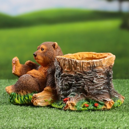 Figure Kashpo "Bear at the stump", 13x25cm-2