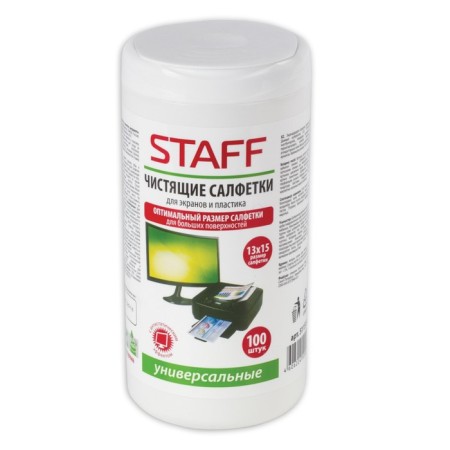 Cleaf napkins for screens and plastic, universal, staff economy, tube 100 pcs, wet