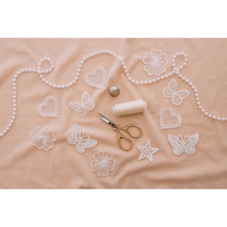 Knitted elements "flowers", d = 4.5 cm, 10 pcs, white color-2