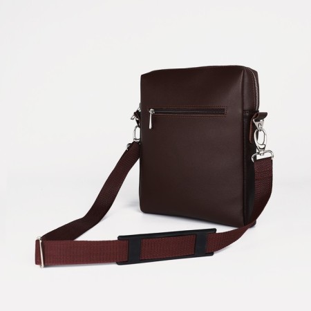 Men's bag over the shoulder, Textura, artificial leather, brown color-3