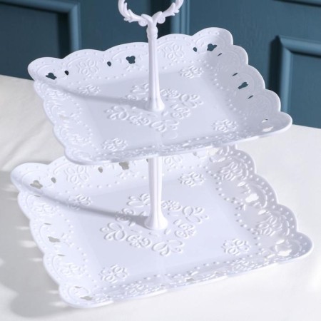 Squarebrus Frutabaker "Vivien", 2 tiers, 20 × 20 cm, 24 × 24 cm, white color-2