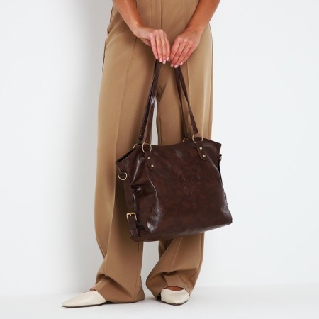 Zipper bag with zipper, brown color-7
