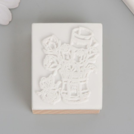 Printing wood, rubber "Flowers in the bucket" 5x4x2.5 cm-2
