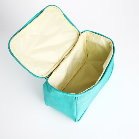 Cosmetic bag with zipper, turquoise color-2