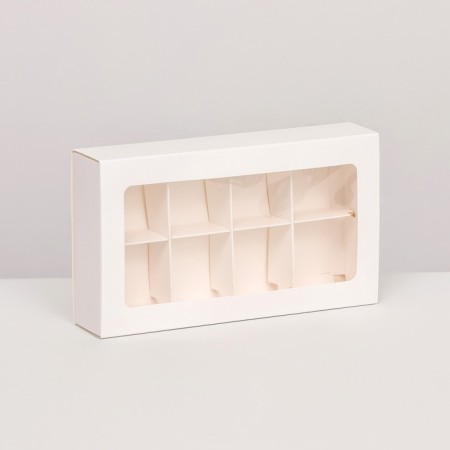 Folding box under 8 sweets, 18 x 10 x 3.5 cm, white-1