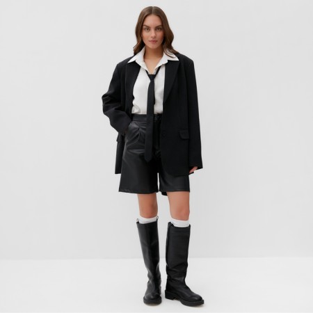 Women leather shorts MIST BAS, p. 44, black-5
