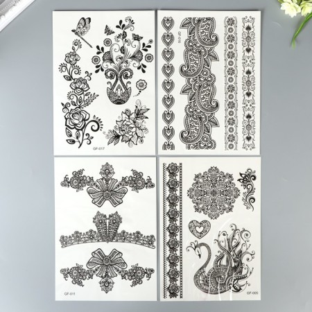 Tattoo on the body Black "Mehendi" mix 29x17 cm-4
