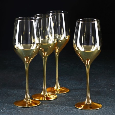 A set of glass glasses for the wine "Electric Gold", 270 ml, 4 pcs