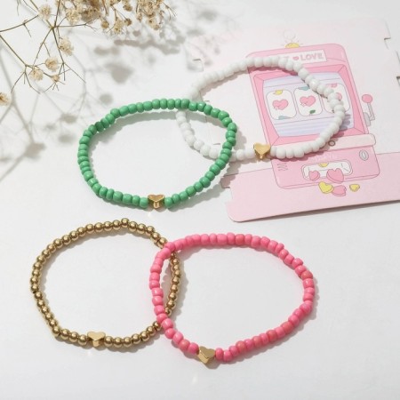 Set 4 bracelet "Heart", colored with gold, 8 cm-1