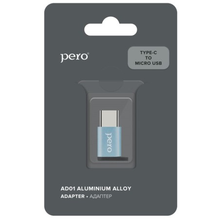 Adapter Pero AD01, Type -C - microUSB, metal, blue-2