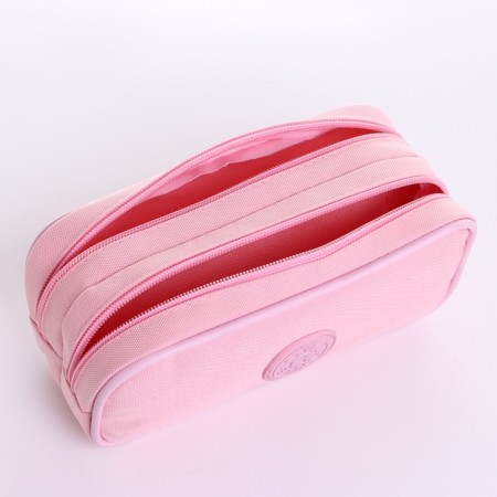 Cosmetic bag 2x Style, 21*6*9.5, 2 Potd on zippers, pink-2