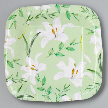 Disposable square paper "Eco", flowers, 16.5x16.5 cm-1