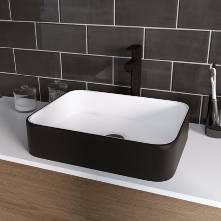 Grossman GR-4043BW sink, rectangular, 505 x 390 mm, white/black-2