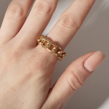 Ring "Chain" large links, color gold, 20 size-2