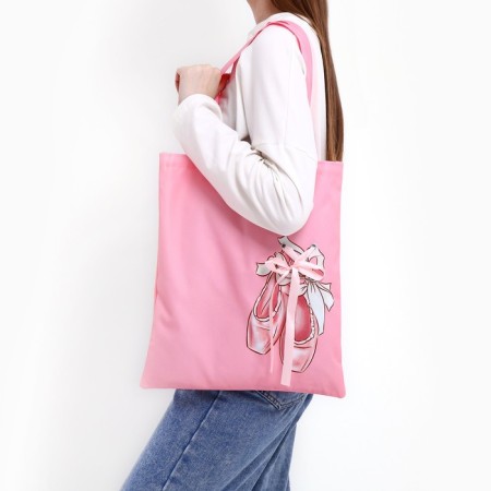 Shoper "Poins", 35 x 0.5 x 40 cm, with tape, pink color