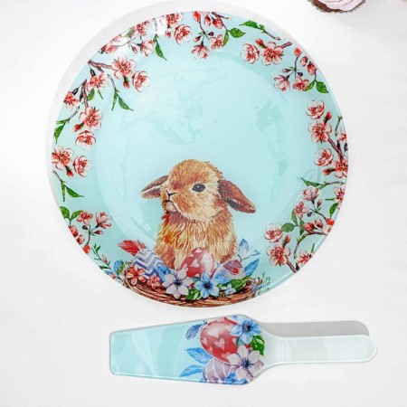 Glass cake with a shoulder blade “Rabbit”, D = 30 cm, shoulder blade 26.5 × 7 × 2 cm-1