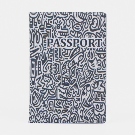 Cover for passport, black/white color