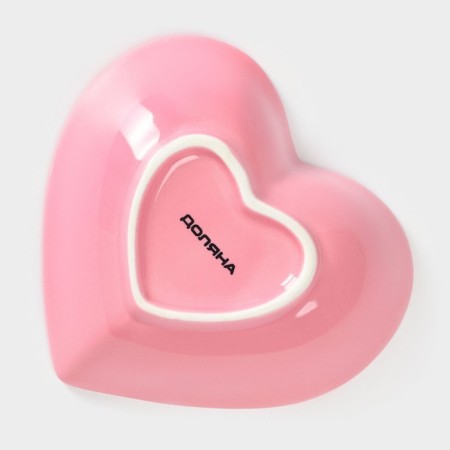 Ceramic Dolyana Salamnik "Heart", 130 ml, 12.5 × 11.5 cm, pink color-4