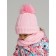 Children's Knitted kit for girls: hat and snood, size 46, light pink color