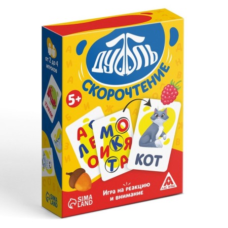 Board game of reaction and attention "Dubbl" speed reading, 76 cards, 5+-4