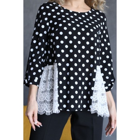 Female blouse, size 48, black color, white-7