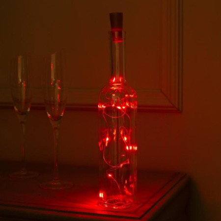 Garland "thread" 1 m dew with a traffic jam, IP20, silver thread, 10 LED, red glow, lr44x3