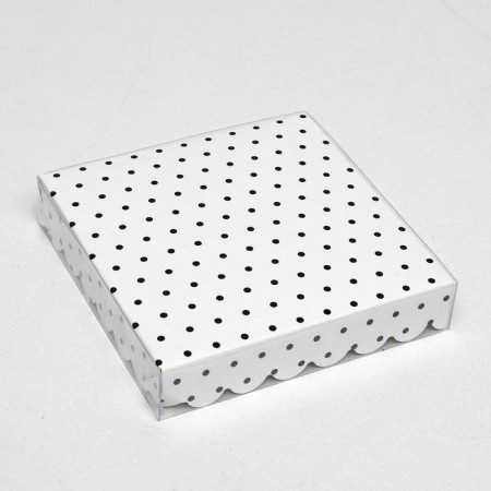 Box for cookies with PVC lid "peas", white, 15 x 15 x 3 cm-2