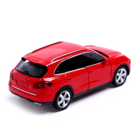 Metal machine Porsche Cayenne Turbo, 1:32, doors, inertia, red color open-3